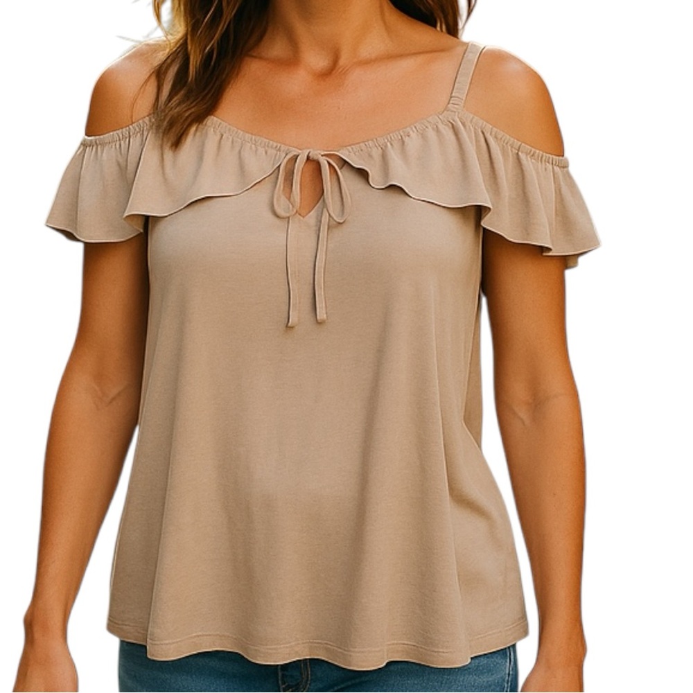 Torrid NWT, Short Sleeve, Buttery Soft, Cold Shoulder Top, Khaki color, …